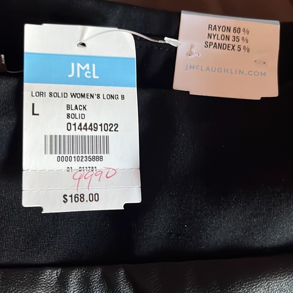 J McLaughlin black faux leather front leggings soft cotton back/ band  Large NWT - Picture 5 of 5